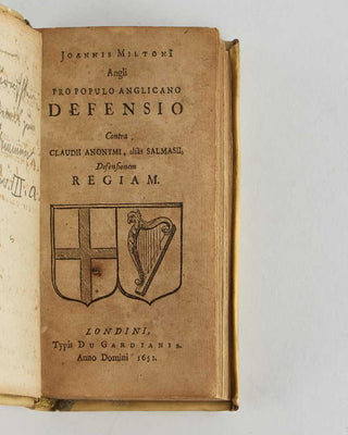 MILTON, John. Pro populo anglicano defensio contra Claudii Anonymi, aliàs Salmasii, Defensionem regiam.