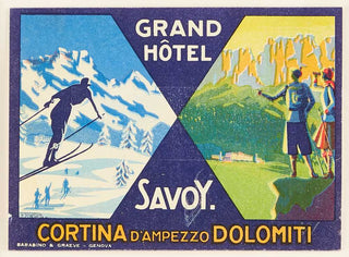 ROMOLI, F (1901-1969). Grand Hotel Savoy, Cortina D'Ampezzo Dolomiti.