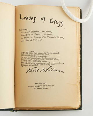 WHITMAN, Walt. Leaves of Grass. Including Sands at Seventy … 1st Annex, Good-Bye my Fancy … 2nd Annex, A Backward Glance o'er Travel'd Roads, and Portrait from Life.