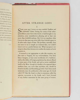 ELIOT, T.S. After Strange Gods.