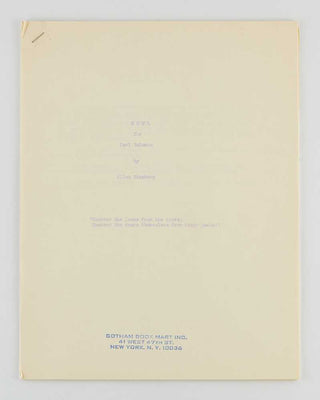 GINSBERG, Allen. Howl for Carl Solomon.