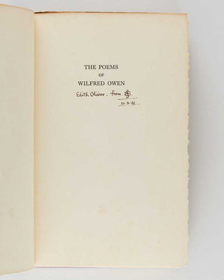 OWEN, Wilfred; Edmund Blunden ( editor ). The Poems of Wilfred Owen. A New Edition Including Many Pieces Now First Published, And Notices of his Life and Work.