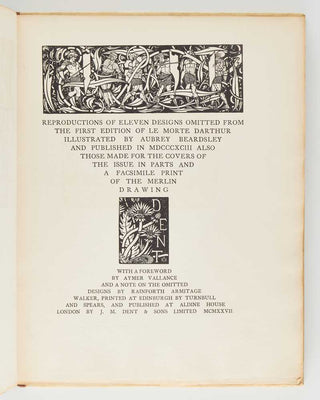BEARDSLEY, Aubrey Reproductions of Eleven Designs Omitted from the First Edition of Le Morte Darthur … [ Half-title :] Morte Darthur Portfolio. [[bmid:2124716c]]