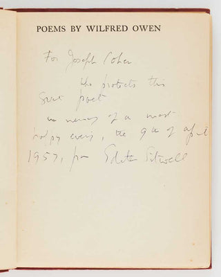 OWEN, Wilfred; Siegfried SASSOON ( introduction ); [Edith SITWELL]. Poems by Wilfred Owen.