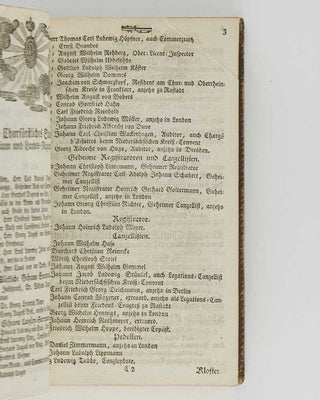 ALMANACK Königl. Groß-Brittannischer und Churfürstl. Braunschweig-Lüneburgscher Staats-Kalender auf das Jahr 1798