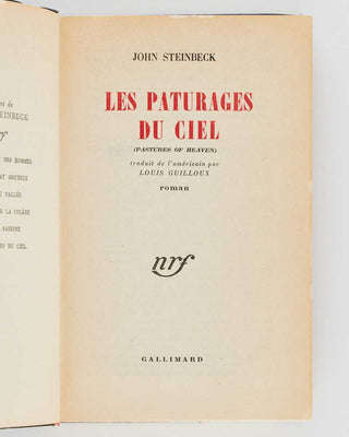 STEINBECK, John. Les Pâturages du ciel (Pastures of Heaven). Traduit de l’americain … Roman. [[bmid:2124930a]]