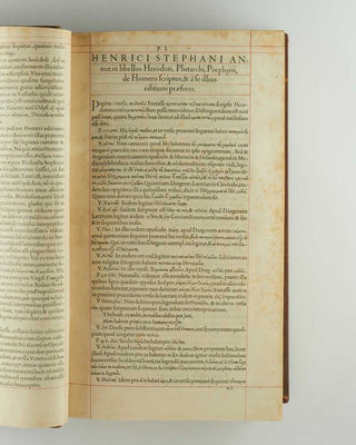 ESTIENNE, Henri (editor). Οἱ tῆς ἡρωικῆς ποιήσεως πρωτεύοντες ποιηταί [Oi tês hêrôikês poiêseôs prôteuontes poiêtai]. Poetae graeci principes heroici carminis, & alii nonnulli. [[bmid:2125236c]]