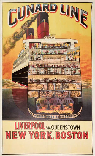 ANON. Cunard Line (RMS Carmania), Liverpool via Queenstown, New York, Boston.