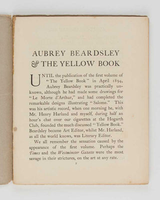 [BEARDSLEY, Aubrey.] Aubrey Beardsley & the Yellow Book. [[bmid:2125386a]]