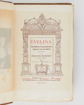BURNEY, Frances. Evelina or The History of a Young Lady's Entrance into the World. [[bmid:2125438b]]