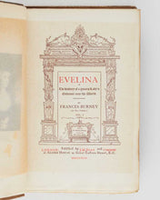 Load image into Gallery viewer, BURNEY, Frances. Evelina or The History of a Young Lady's Entrance into the World. [[bmid:2125438b]]