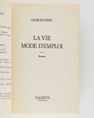 PEREC, Georges. La Vie mode d'emploi.