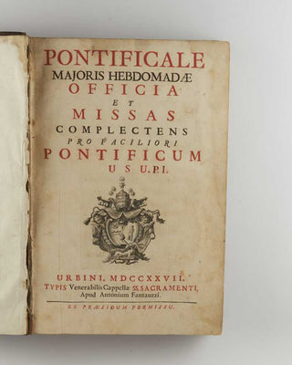 [PONTIFICAL.] Pontificale majoris hebdomadæ officia et missas complectens pro faciliori pontificum usu. [[bmid:2125791a]]