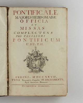 [PONTIFICAL.] Pontificale majoris hebdomadæ officia et missas complectens pro faciliori pontificum usu. [[bmid:2125791e]]