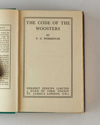 WODEHOUSE, P.G. The Code of the Woosters. [[bmid:2126110b]]