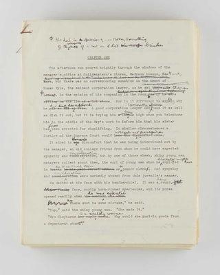 WODEHOUSE, P.G. Heavily annotated typescript and manuscript draft of The Girl in Blue . [[bmid:2126344f]]
