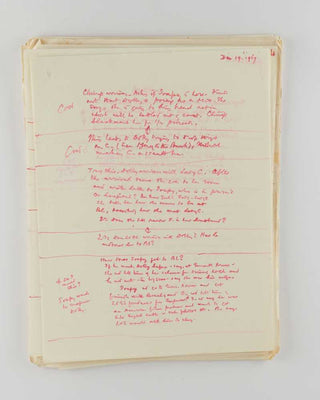 WODEHOUSE, P.G. Manuscript notes for A Pelican at Blandings . [[bmid:2126349b]]
