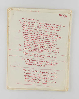 WODEHOUSE, P.G. Manuscript notes for A Pelican at Blandings . [[bmid:2126349c]]