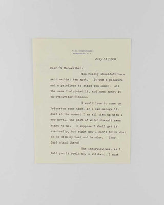 WODEHOUSE, P.G. Manuscript notes for A Pelican at Blandings . [[bmid:2126349l]]