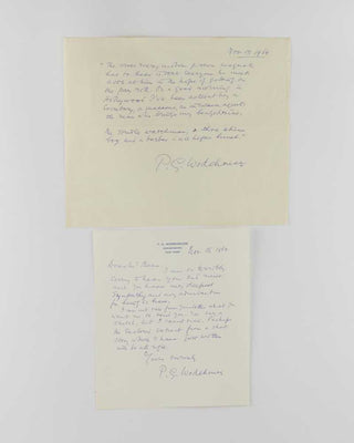 WODEHOUSE, P.G. Manuscript notes for A Pelican at Blandings . [[bmid:2126349m]]