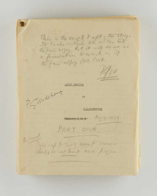 WODEHOUSE, P.G. Annotated typescript draft of Quick Service.