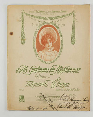 WINTZER, Elisabeth; Manfred KYBER ( lyrics ). Als Großmama ein kleines Mädchen war. Duett.