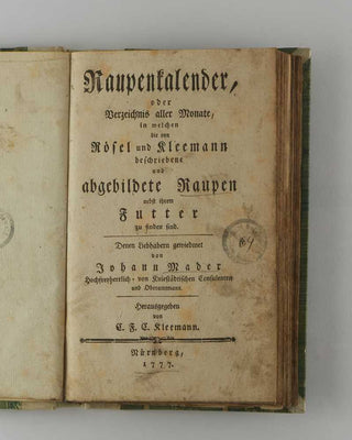 MADER, Johann. Raupenkalender, oder Verzeichnis aller Monate. [[bmid:2126614b]]