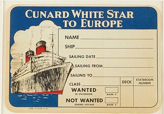 ANON. Cunard White Star to Europe, Queen Elizabeth.