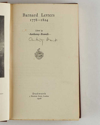 POWELL, Anthony (editor). Barnard Letters 1778–1824. [[bmid:2126924b]]