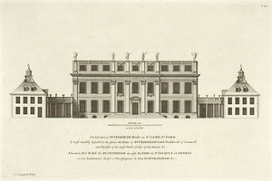 Buckingham House in St James' Park, (2 plates: elevation and plan