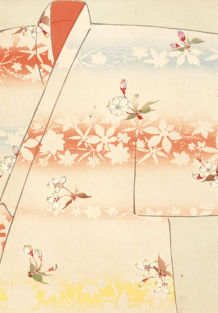 Kimono Design of Cherry Blossom and Maple Leaves