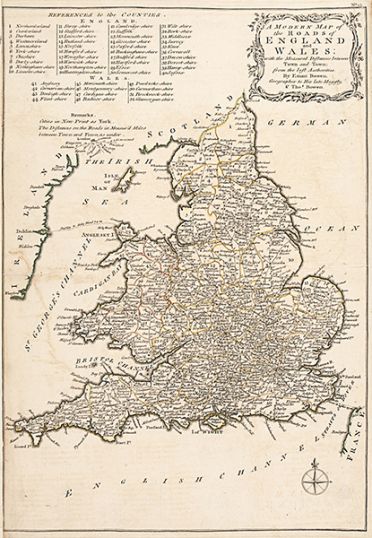 BOWEN, Thomas. A Modern Map of the Roads of England and Wales. – Sotherans