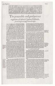 The Peaceable and Prosperous Regiment of Blessed Queene Elisabeth: a Facsimile
