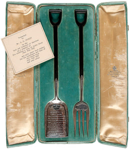 Commemorative gardening tools, presented to Stanley