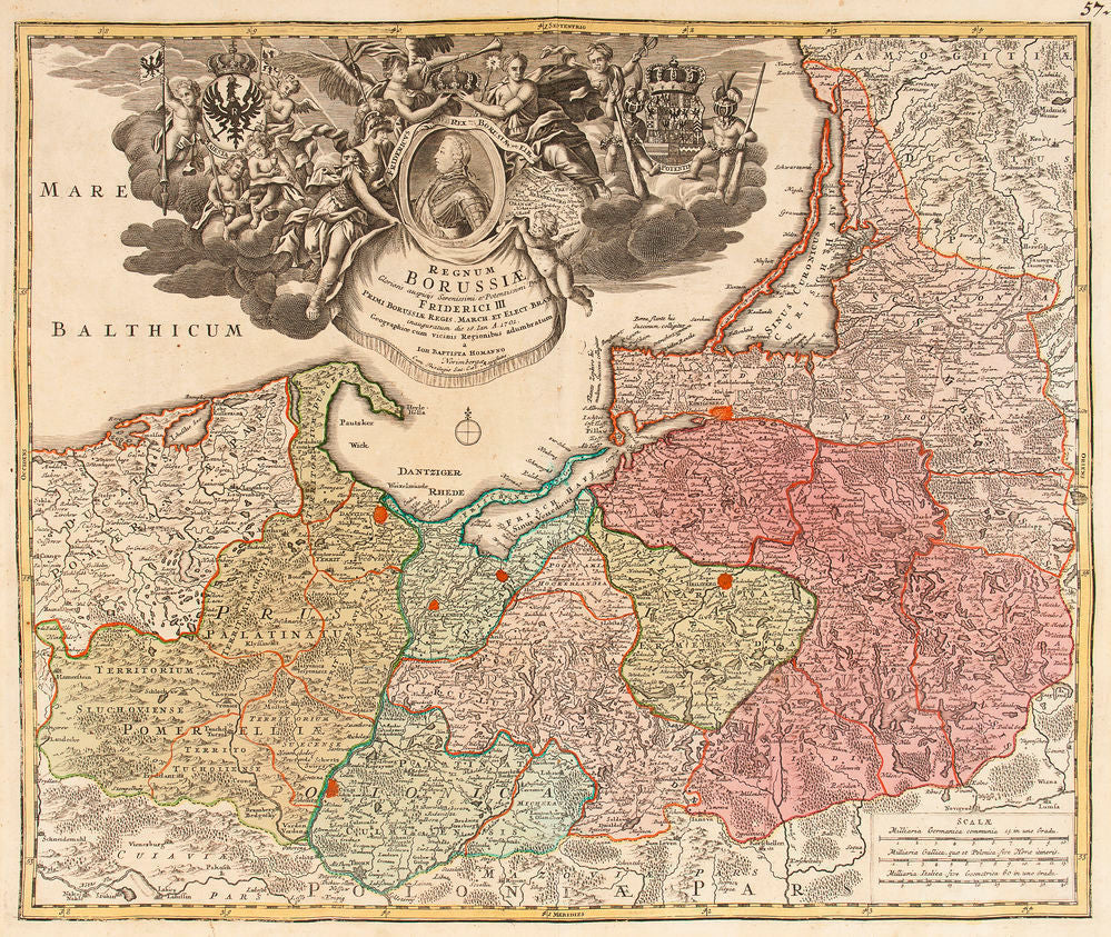 Regnum Borussiae...Friderici III. (Map of the Baltic including Poland