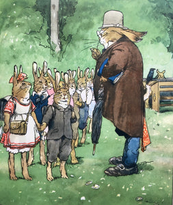 SIXTUS, Albert (verses by).  Fritz KOCH-GOTHA (illustrator). Die Häschenschule ["Rabbit School"].