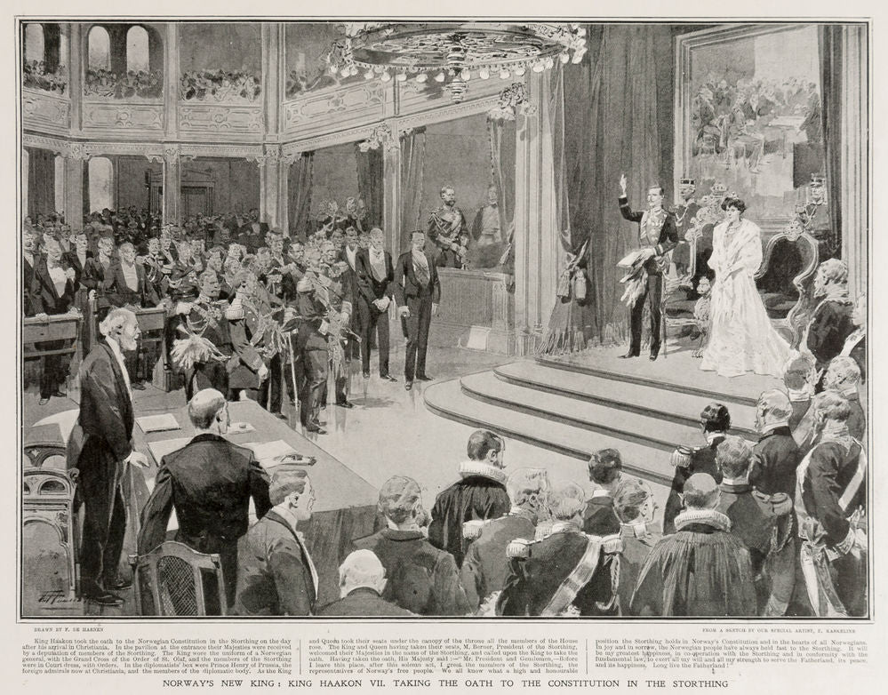 Norway's New King: King Haakon VII. taking The Oath of the