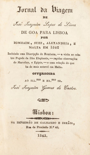 Jornal da viagem de José Joaqium Lopes de Lima de Goa