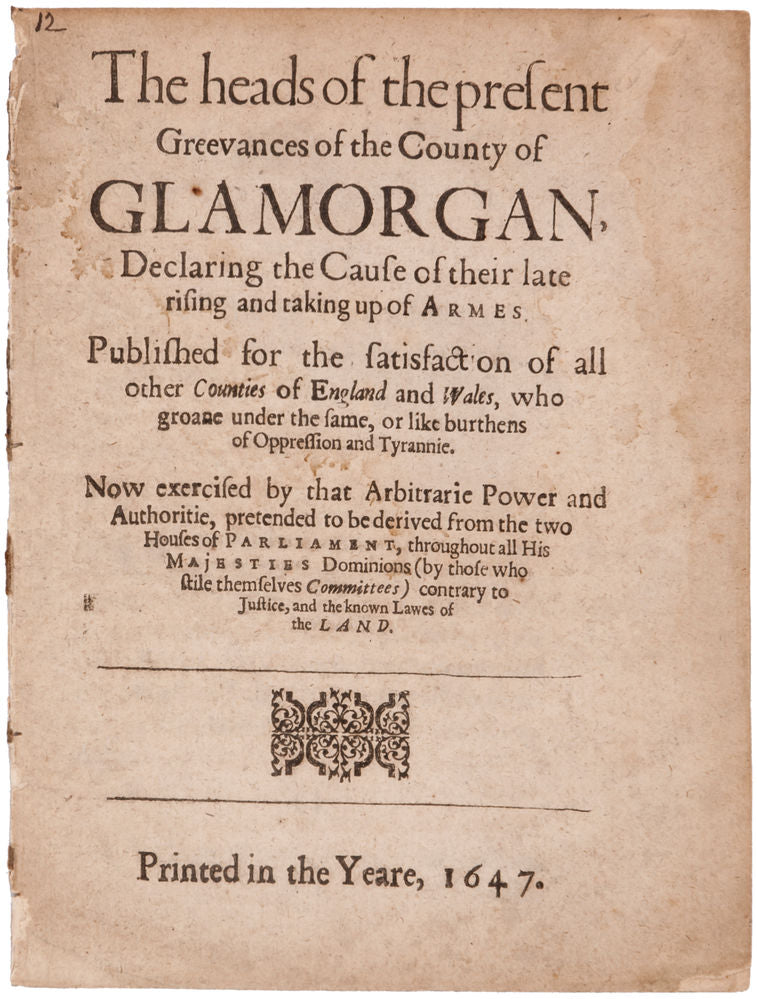 The Heads of the present Greevances of the County of Glamorgan