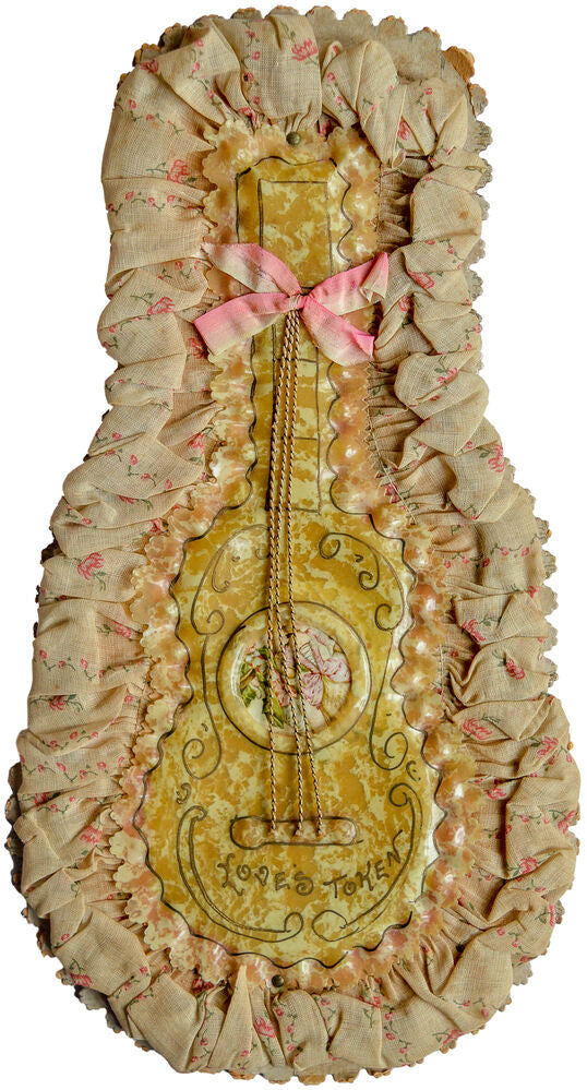 Love's Token: Early Galalith Lute with Cloth, Ribbon and String Detail