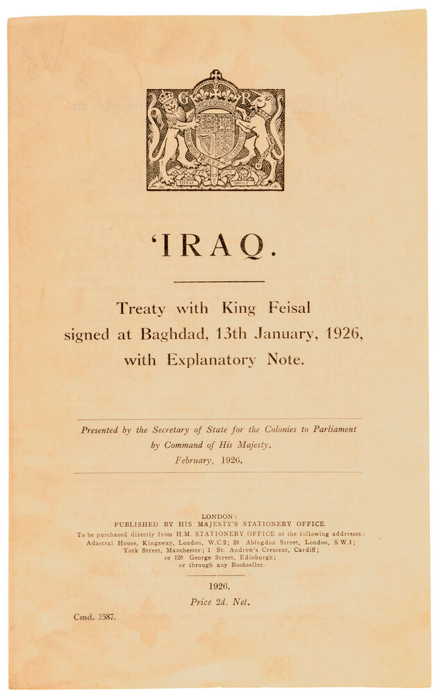 Iraq. Treaty with King Feisal signed at Baghdad, 13th January, 1926 …