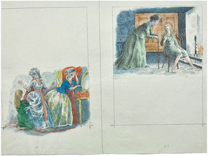 Original pen, ink, and watercolour illustrations for Cinderella