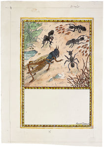 Original pen, ink, and watercolour illustration for The Ants and the …