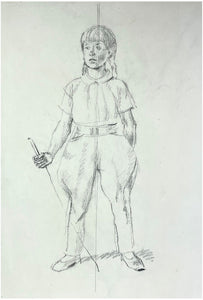 Stephanie, the artist's daughter - original preparatory crayon drawing