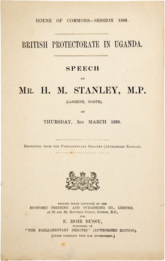 British Protectorate in Uganda. Speech by Mr H. M. Stanley, M