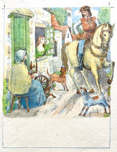 JONES, Harold (illustrator). [Kathleen LINES (editor)]. Original pen, ink, and watercolour illustration for "Tom Tit Tot".