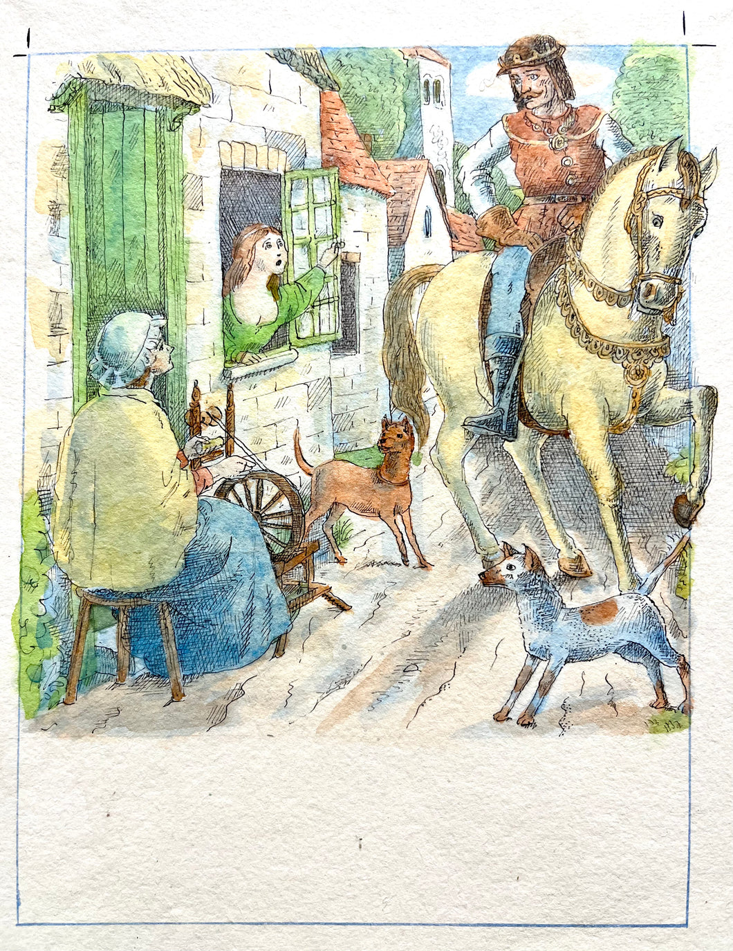 JONES, Harold (illustrator). [Kathleen LINES (editor)]. Original pen, ink, and watercolour illustration for 